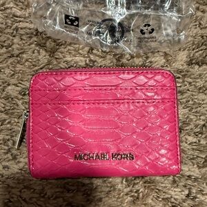 NWT Michael Kors Fuchsia Croc-Embossed Wallet